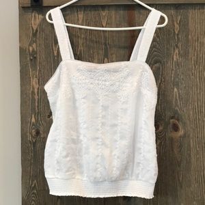 WHBM Embroidered White Top